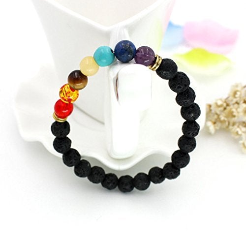 12 PCS Lava Chakra Oil Stone Diffuser Yoga Aromatherapy Essential Natural Stone Bead Bracelet 8MM