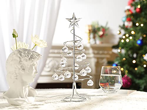Crystal Christmas Tree LED Light Decorative Desk Lamp, Silver