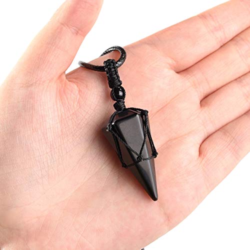 Healing Crystal GemStone Pointed Pendant Necklaces for Men/Women