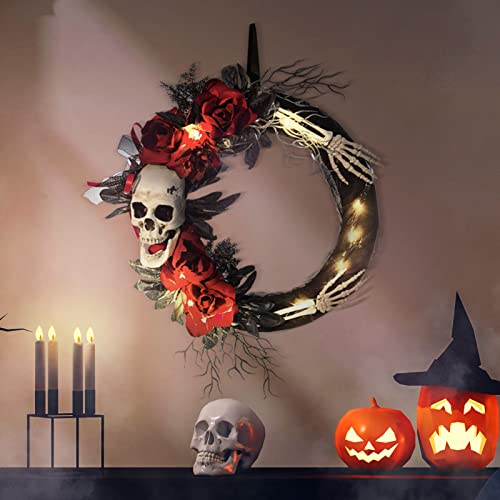 Halloween Decorations Light Up Skeleton Wreath