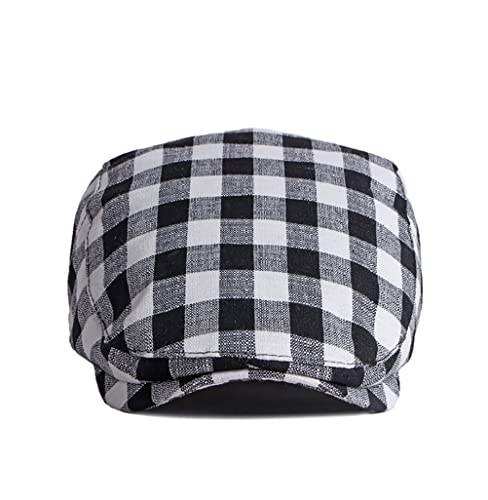 Men Adjustable Colorful Striped Plaid Ivy Newsboy Cabbie Gatsby Cotton Caps