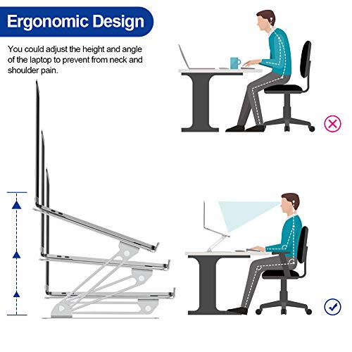 Ergonomic Aluminum Laptop Stand Compatible w/ 10-15.6" Laptops