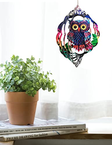 Owl Wind Spinner 12 Inch 360 Degree Stainless Steel