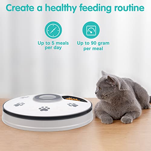 Automatic Pet Feeders w/ Digital Clock - 5 Meals Portion w/ Voice Reminder