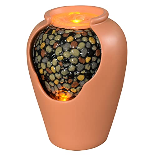 Zen Water Fountain w/ Simulation Colorful River Stones Inside & Soothing Sounds