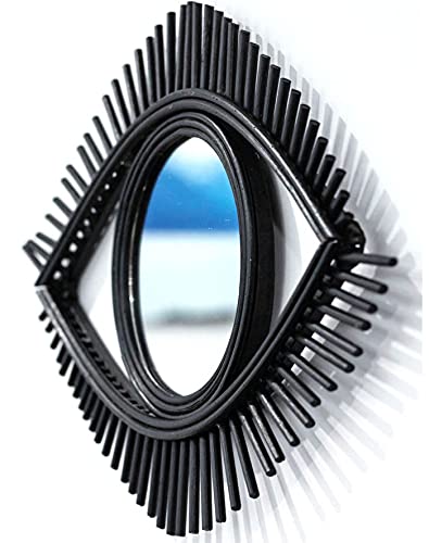 Handmade Black Evil Eye Mirror Wall Decoration. 18" x 12" Bonus Cloth.