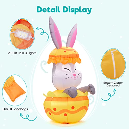 4.5 Ft Inflatable Easter Bunny Break Eggshell w/ LED Lights