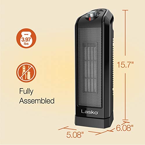 Portable 1500W Oscillating Electric Ceramic Space Heater w/ Manual Thermostat & Overheat Safety Protection