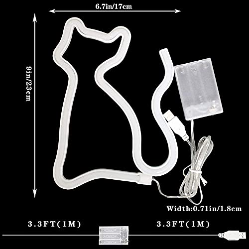 LED Cat Neon Lights for Wall Decor,Battery or USB Operated