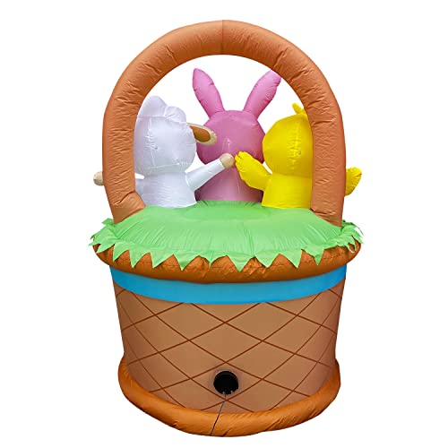 6 ft Inflatable Easter Bunny Chick Lamb in an Easter Basket w/ LED Lights