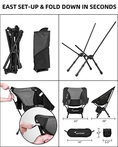 2 Pack Camping Chairs,Height Adjustable Folding Backpacking Chair