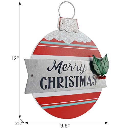 Set of 2 Merry Christmas Signs, 9.6 Inch Christmas Hanging Ornaments