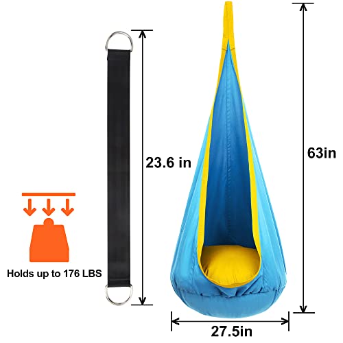 Hanging Hammock Chair with Inflatable Pillow- Max 176 LBs