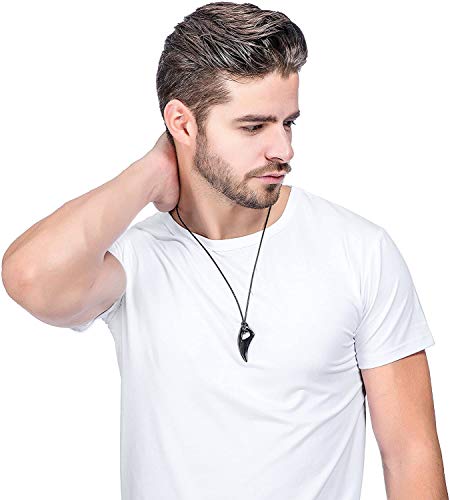 2Pcs Stainless Steel Pendant Necklace for Mens Spearpoint Arrowhead Wolf Teeth Pendant Chain Necklace Set