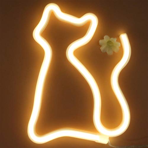 LED Cat Neon Lights for Wall Decor,Battery or USB Operated