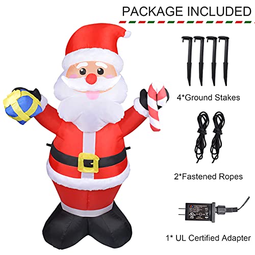 5 ft Christmas Inflatables Santa Claus with LED Lights