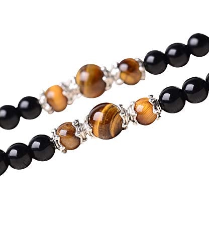 Tiger Eye Crystal Gemstone Bracelet Tibetan Buddhist Buddha Meditation 108 Obsidian Prayer Bead Bracelet