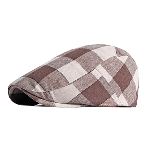 Men Adjustable Colorful Striped Plaid Ivy Newsboy Cabbie Gatsby Cotton Caps