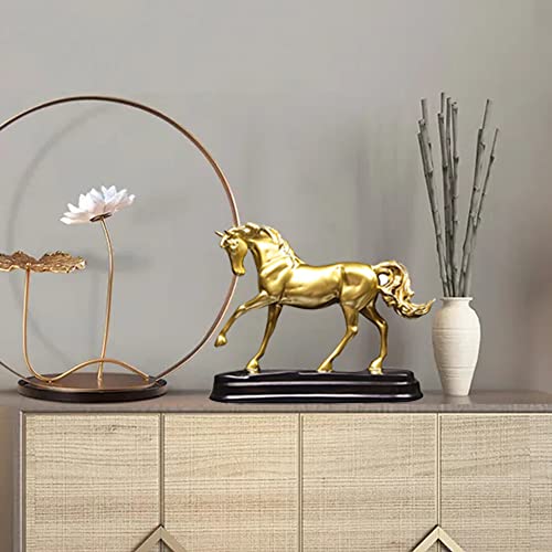 Gold Horse Statue , 9 Inch for Home to  Attract Luck &  Wealth (1pack)