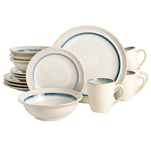 Round Glaze Stoneware Dinnerware Set, Service for 4 (16pcs)