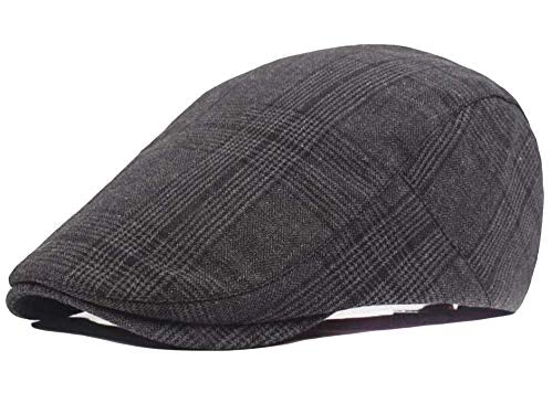 2 Pack Men's Cotton Flat Cap Ivy Gatsby Newsboy Hat (M)