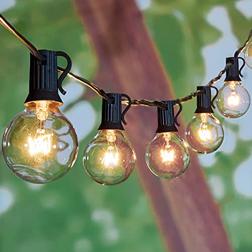 50Feet G40 Outdoor String Lights w/52 Clear Bulbs(2 Spare), UL Listed Connectable