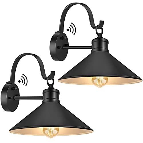 2 Pack Classic Dusk to Dawn Wall Mount  Sconce-Vintage Matte Black