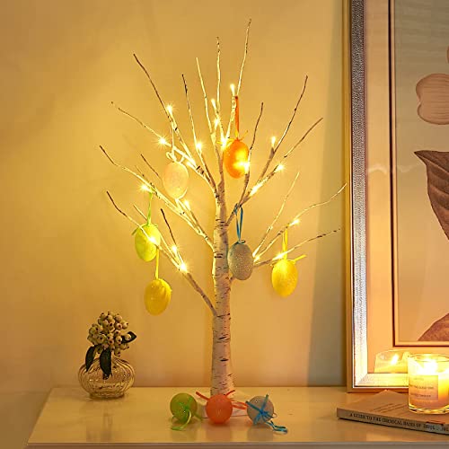 LED Easter Birch Tree Lights w/ Eggs Battery Powered