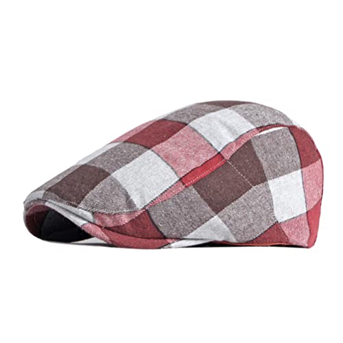 Men Adjustable Colorful Striped Plaid Ivy Newsboy Cabbie Gatsby Cotton Caps