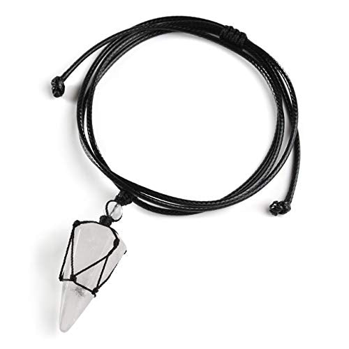 Healing Crystal GemStone Pointed Pendant Necklaces for Men/Women