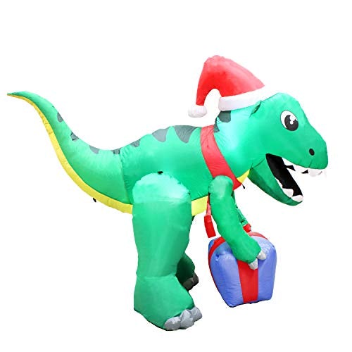 5 ft Dinosaur Self Inflatable LED Light Up Giant T-Rex Christmas Inflatable Decoration