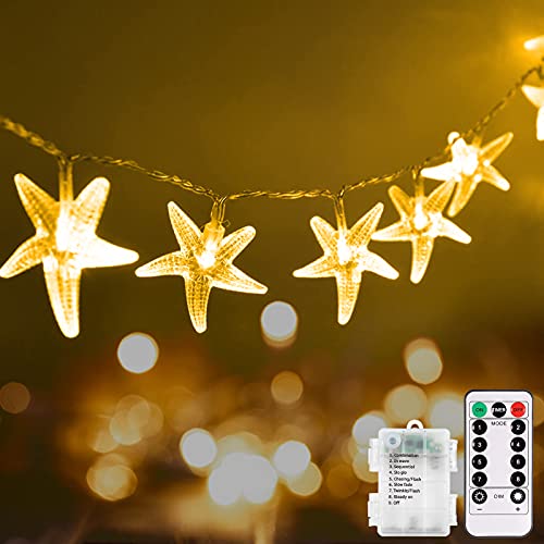 11 Feet 30 LED Starfish Shaped Battery Operated LED Fairy String Lights