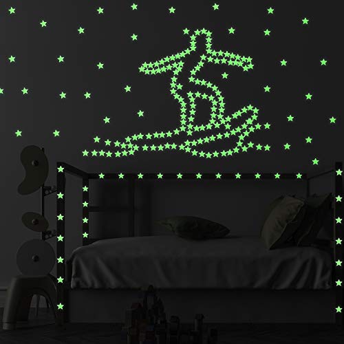 100 Pcs Glow in The Dark Luminous Stars Fluorescent Noctilucent Plastic Wall Stickers