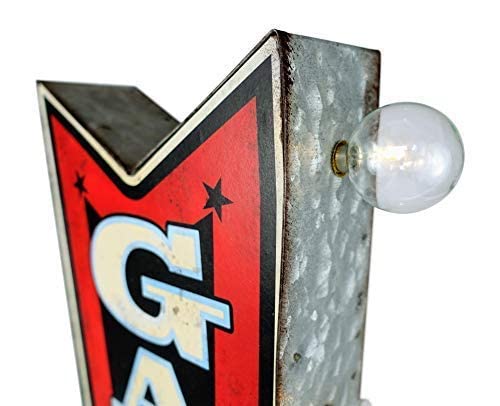 Game Room LED Sign, Large 25" Double Sided Red Arrow Sign w/ Large Marquee Style LED Light Bulbs