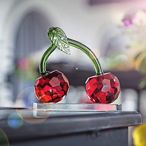 Crystal Red Cherry Figurine Collectible Decoration