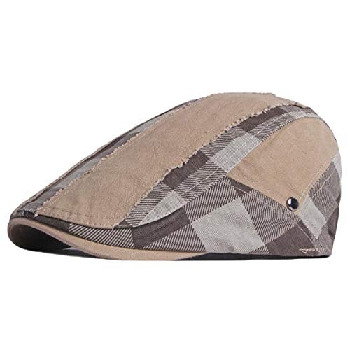 2 Pack Men's Cotton Flat Cap Ivy Gatsby Newsboy Hat (M)