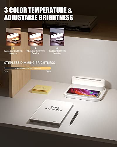 15W Fast Wireless Charger Lamp10%-100% Adjustable Brightness, 3 Color Modes Touch Control