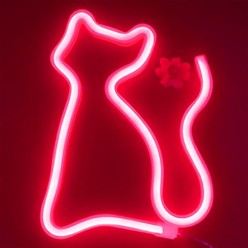 LED Cat Neon Lights for Wall Decor,Battery or USB Operated