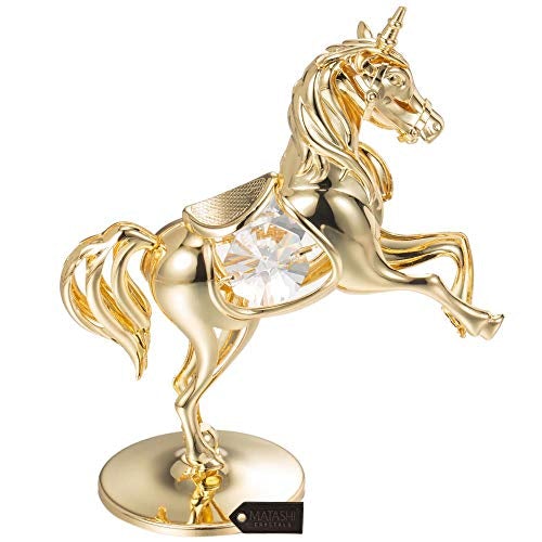 24K Gold Plated Unicorn Ornament w/ Crystals Home Decoration