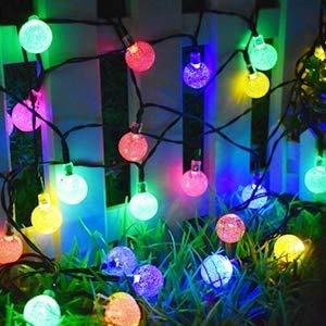 50 LED 24Ft Outdoor String Lights Multi-Colored Waterproof Crystal Ball Fairy Solar String Lights Garden