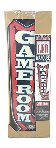 Game Room LED Sign, Large 25" Double Sided Red Arrow Sign w/ Large Marquee Style LED Light Bulbs