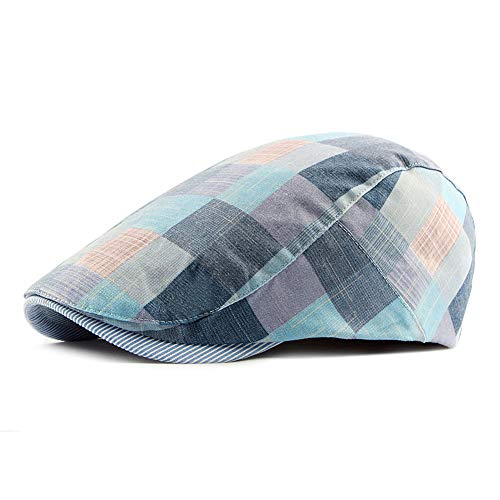 Men Adjustable Colorful Striped Plaid Ivy Newsboy Cabbie Gatsby Cotton Caps