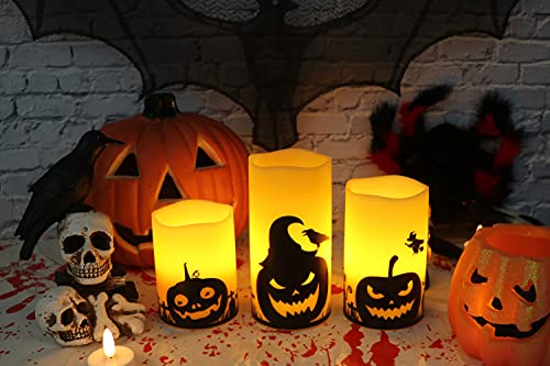 Halloween Flameless Flickering LED Candles with 6-Hour Timer