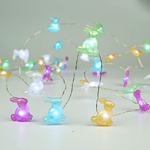 Easter Decoration Lights Bunny Rabbit LED String Lights Battery Operated with Remote 10 ft 40 LEDs