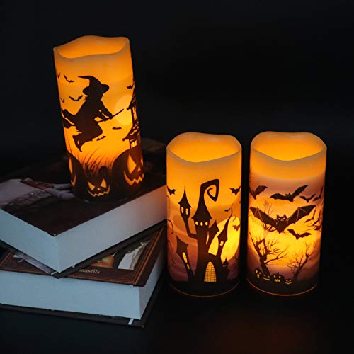 Halloween Flameless Flickering LED Candles with 6-Hour Timer