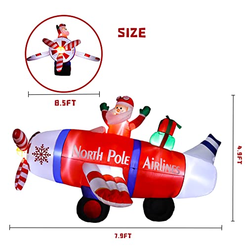 8Ft Christmas Inflatable Santa Claus Flying Polar Aircraft w/ Gifts