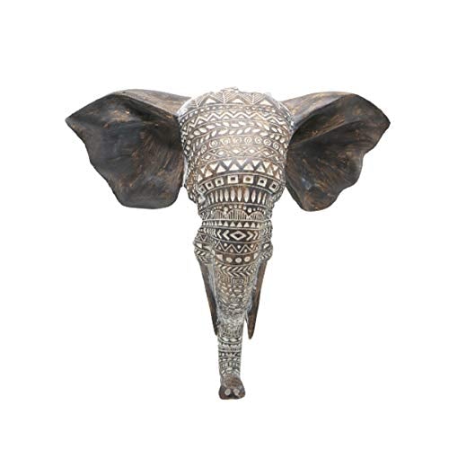 11" Carved African Elephant Wall Bust Sculpture