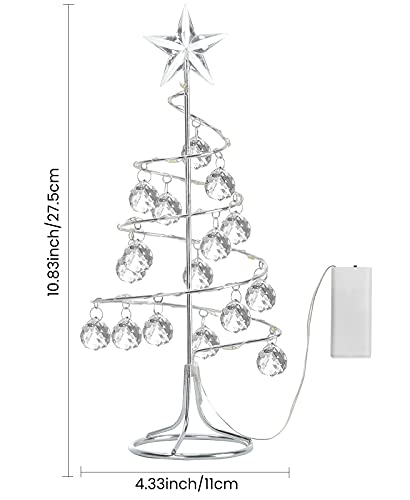 Crystal Christmas Tree LED Light Decorative Desk Lamp, Silver