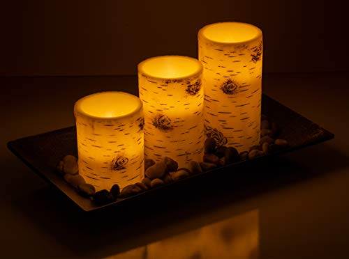 Set of 3 LED Flickering Flameless Wax Candles 14" L x 8" W Decorative Tray