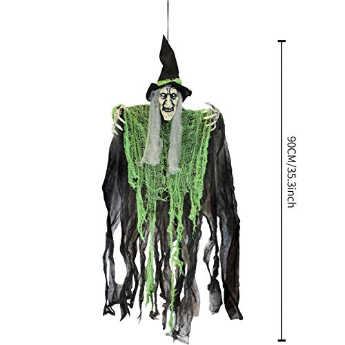 3 Pack 35.3" Hanging Witch with Bendable Arms, Halloween Indoor and Outdoor Decorations